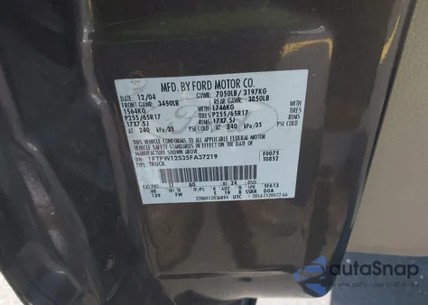 2005 Ford F-150 Lariat/Xlt из США, поврежденный, VIN 1FTPW12535FA37219